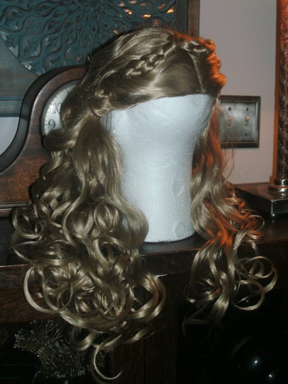 NWT Long Blonde Curls & Braid Fairy Royal Princess Hair Wig Cosplay Costume ~ OS